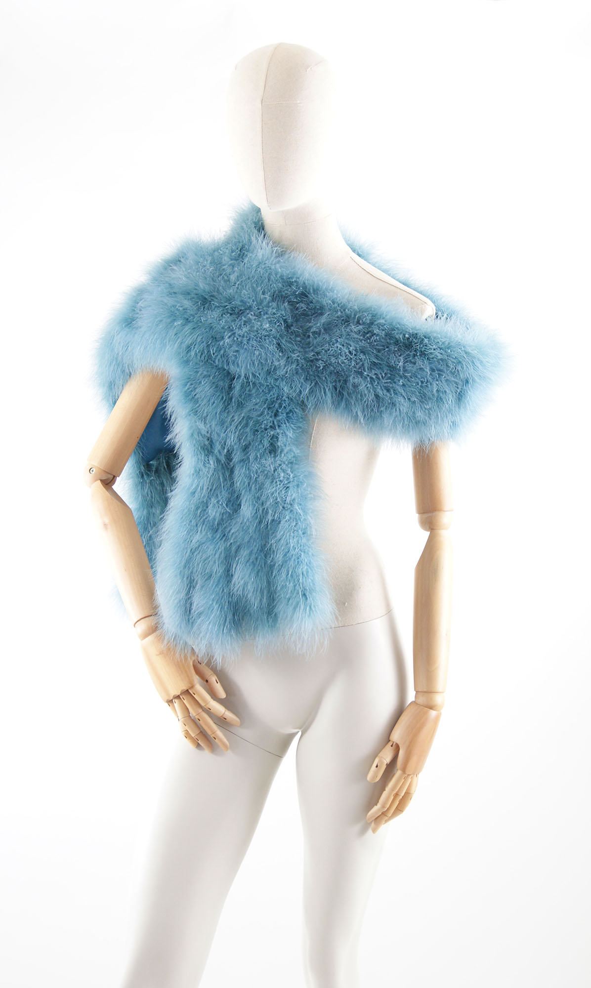 grande echarpe plume jolie bleu polaire