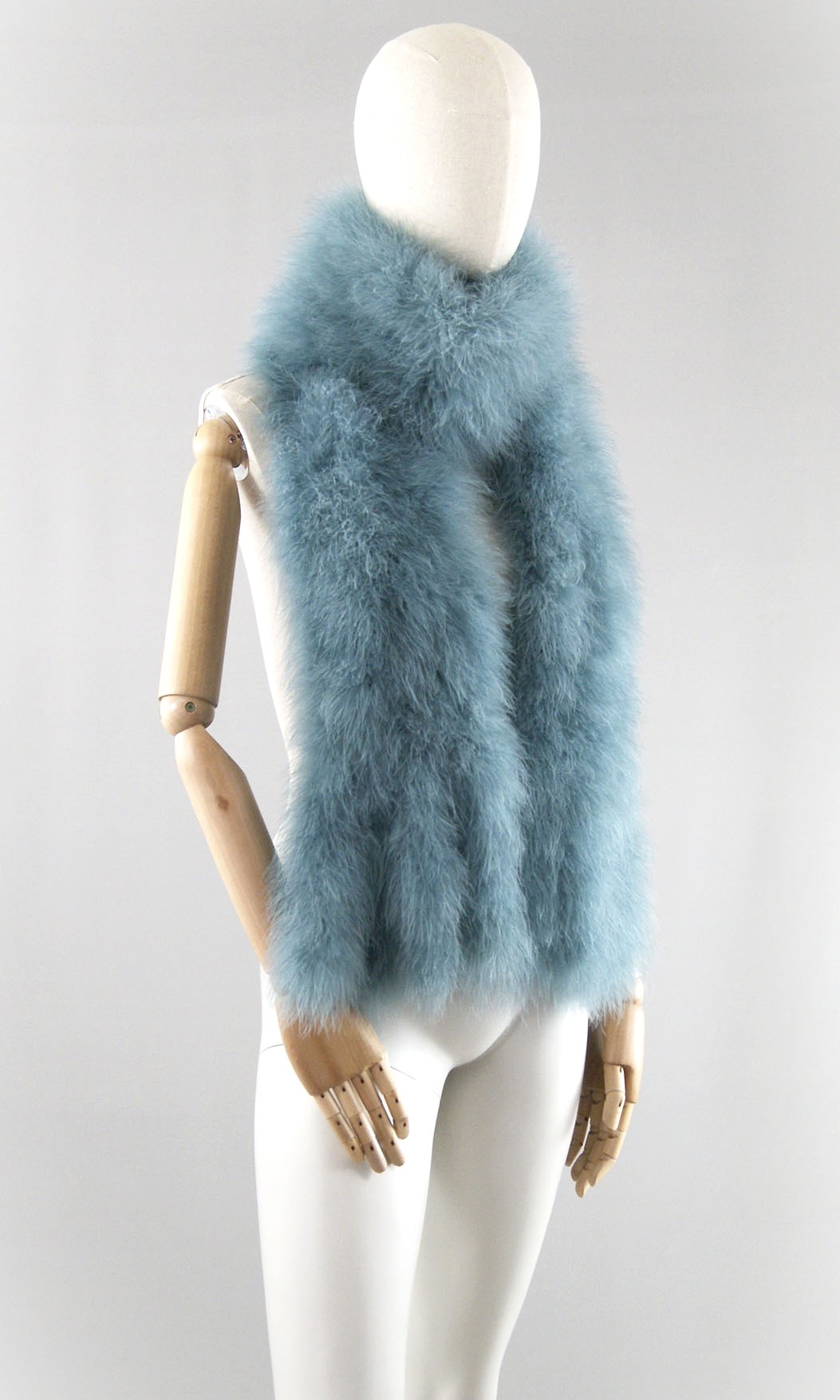 grande echarpe plume bleu polaire