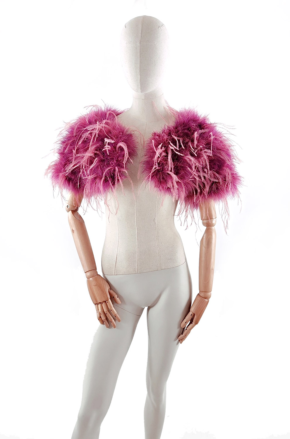 bolero en plume rose bicolore femme