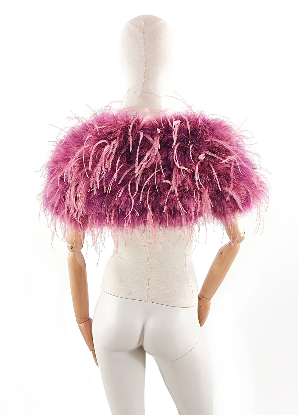 bolero en plume court bicolore rose femme
