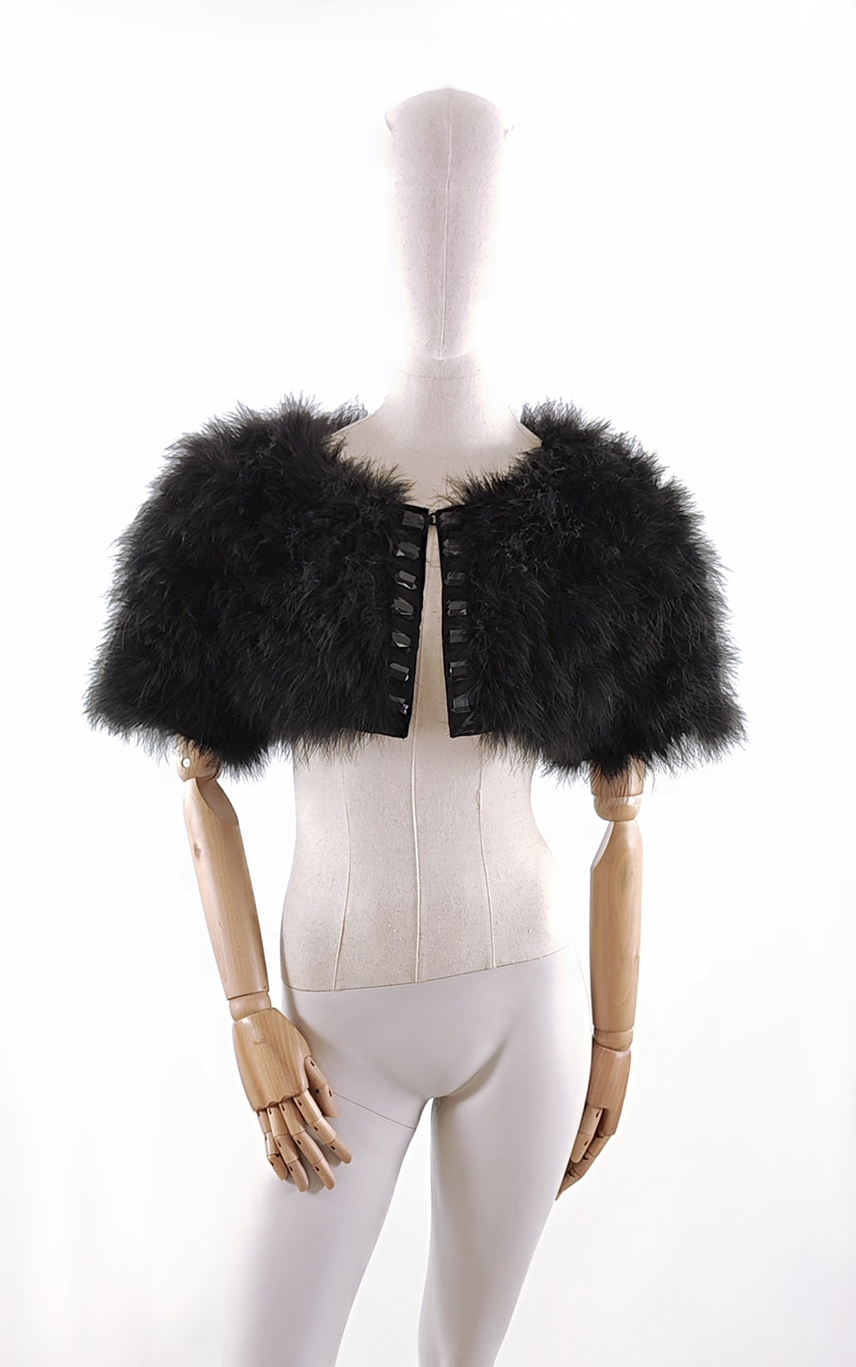 bolero plume de dinde manche courte noir