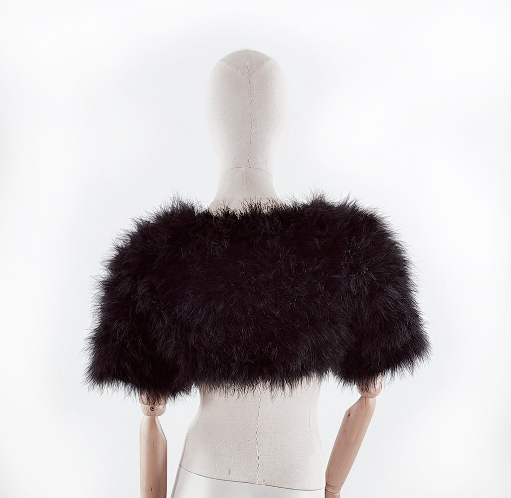 bolero court plume dinde noir femme