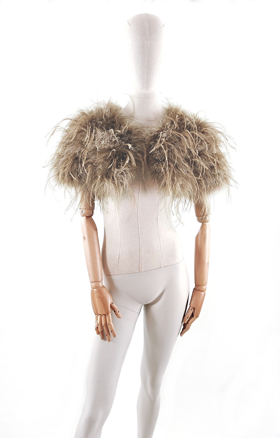 bolero court plume bicolore kaki femme