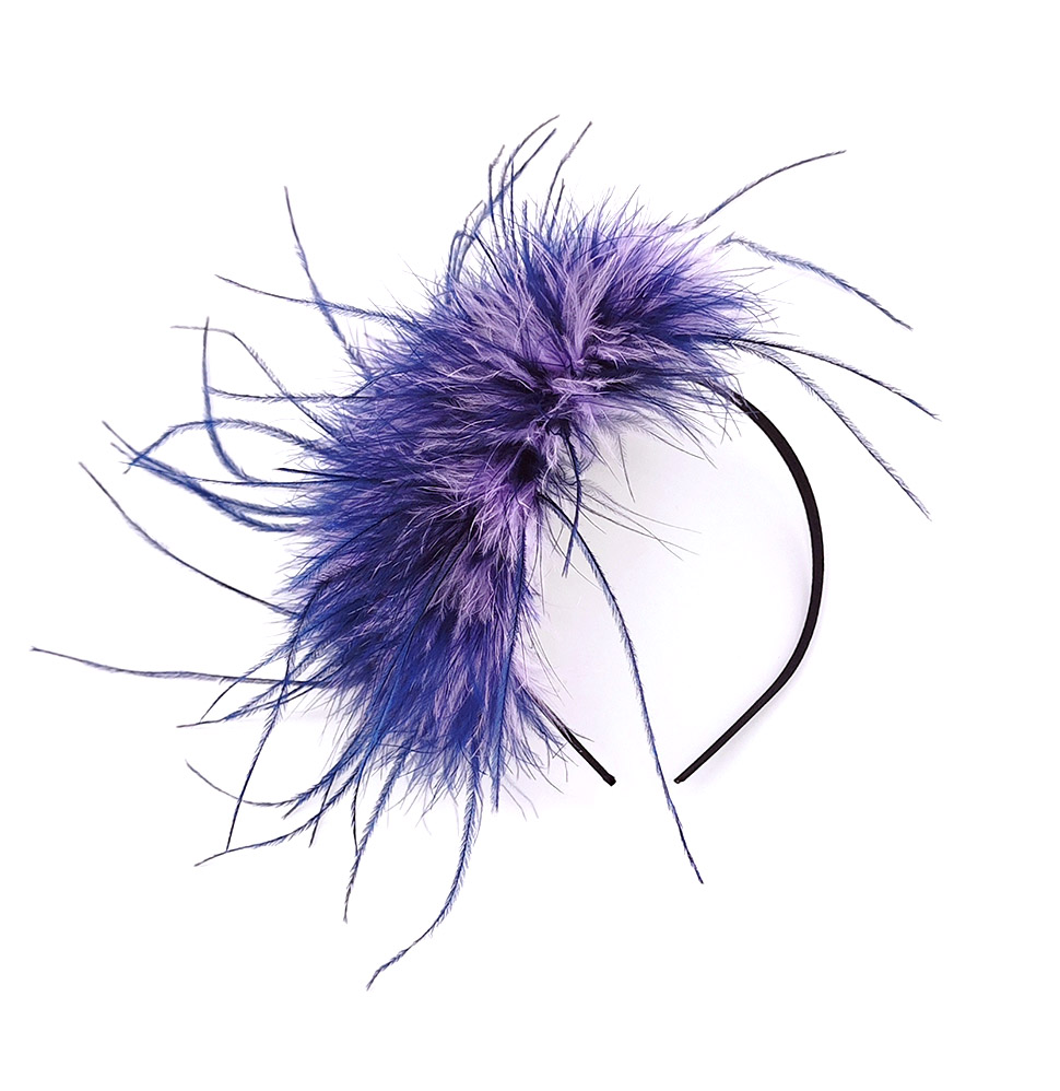 serre tete plume dinde autruche 2 couleur violet parme
