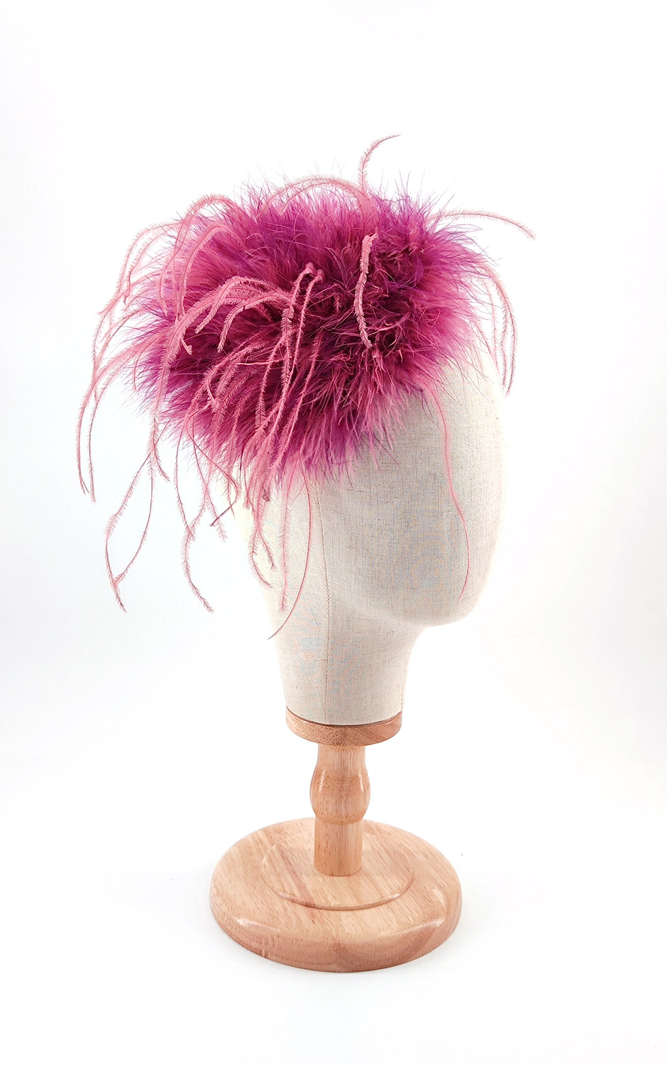 serre tete plume dinde autruche 2 couleur jolie rose