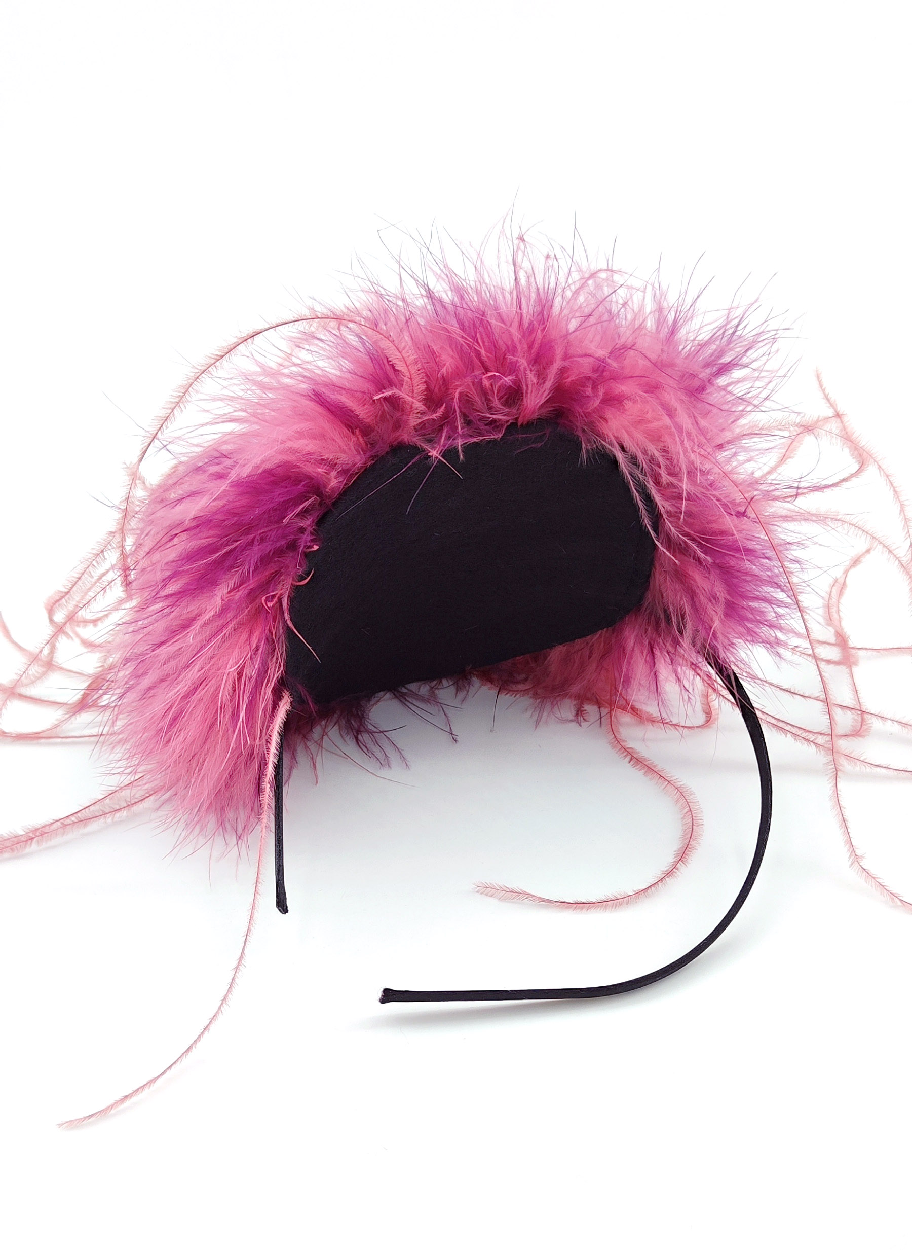 serre tete plume dinde autruche 2 couleur rose