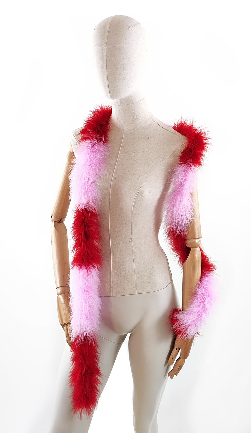 boa plume dinde tour de cou rose rouge