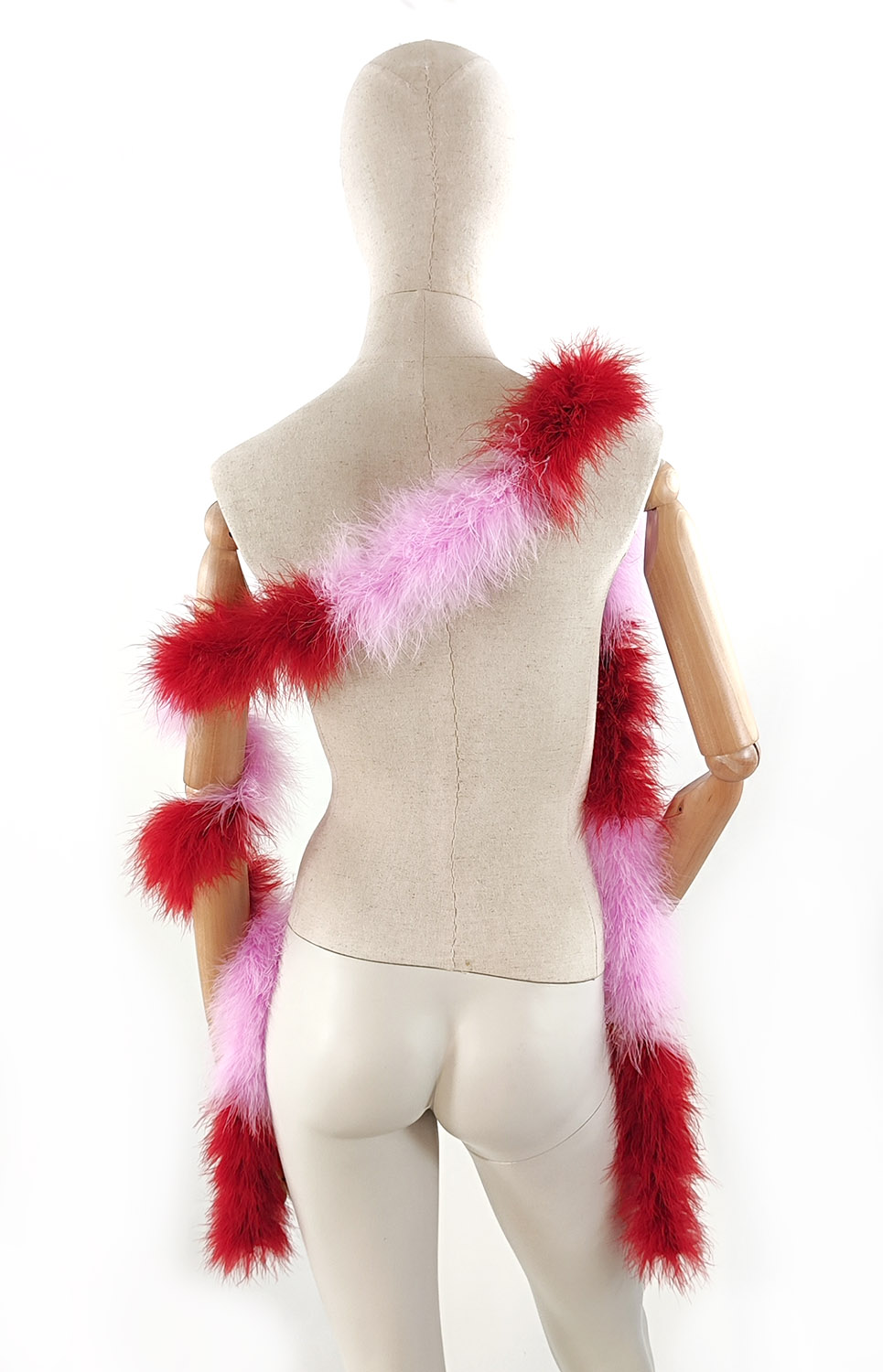 boa plume tour de cou 2 couleur rose rouge bubble gum