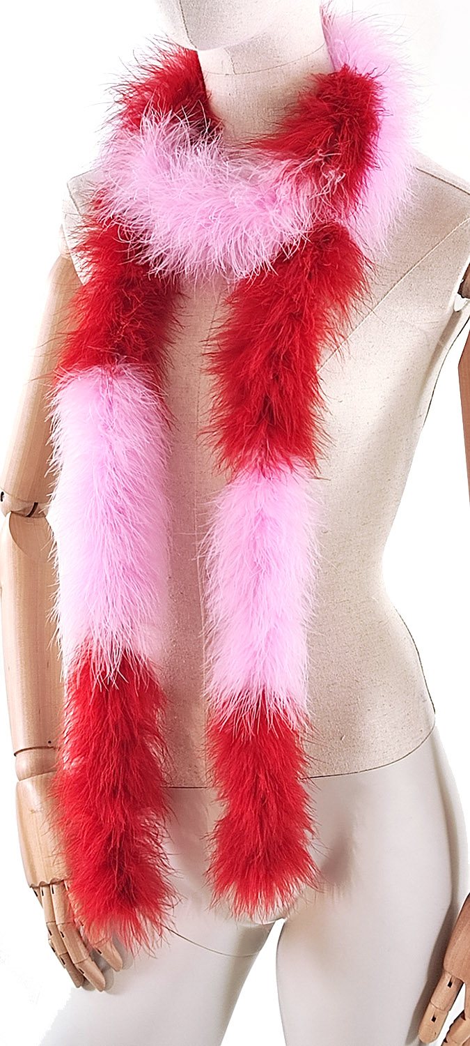 boa plume tour de cou 2 couleur rose rouge