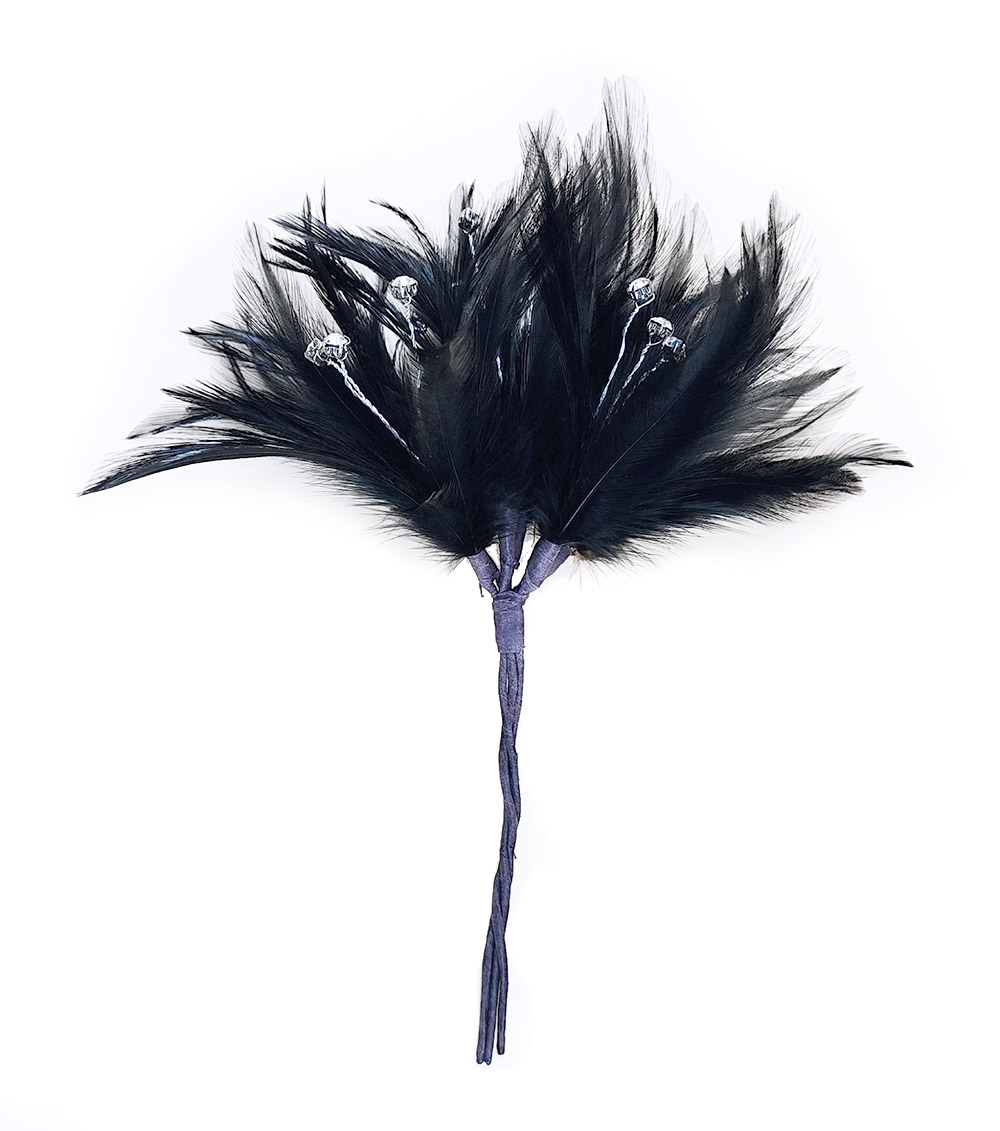 piquet plume coq strass noir