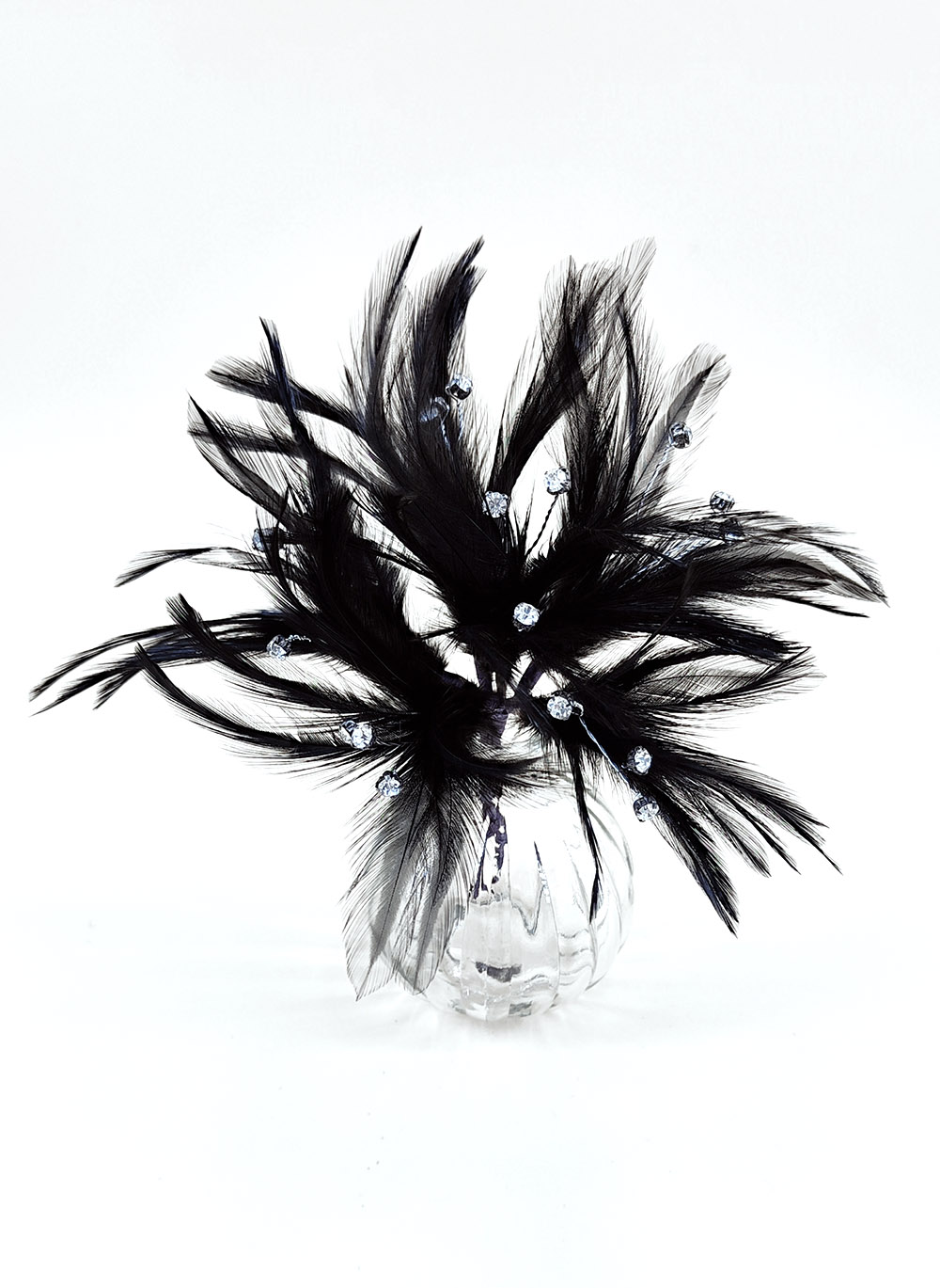 piquet noir plume strass