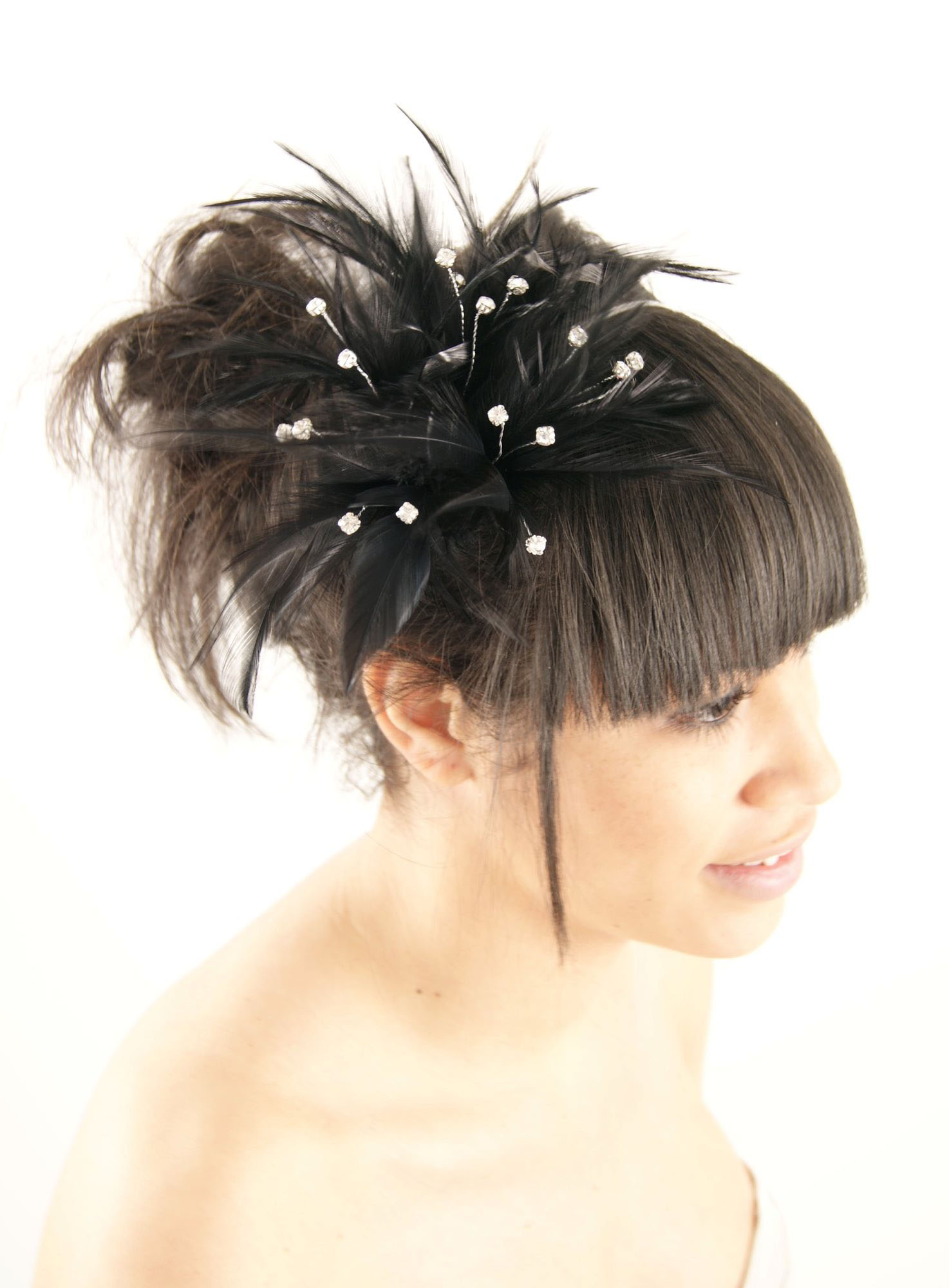 piquet plume strass noir