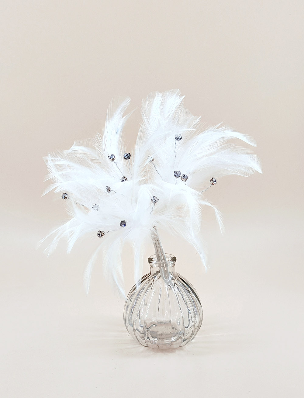 piquet ivoire plume strass