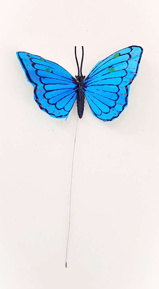 papillon en plume bleu pour décoration