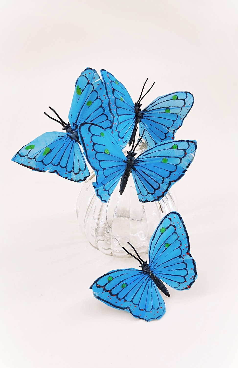 papillon en plume bleu