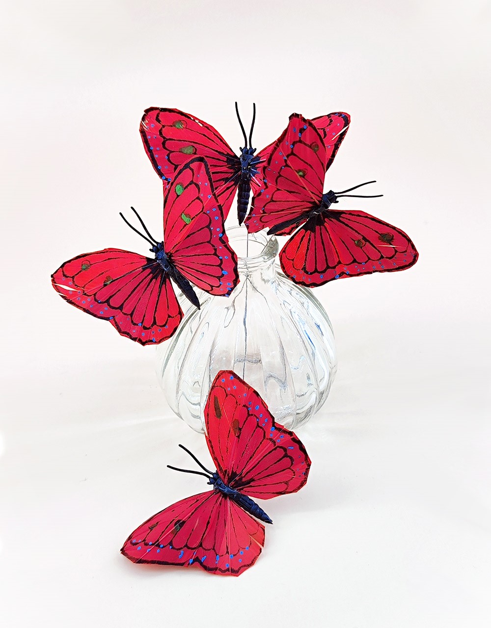 papillon en plume rouge décoration