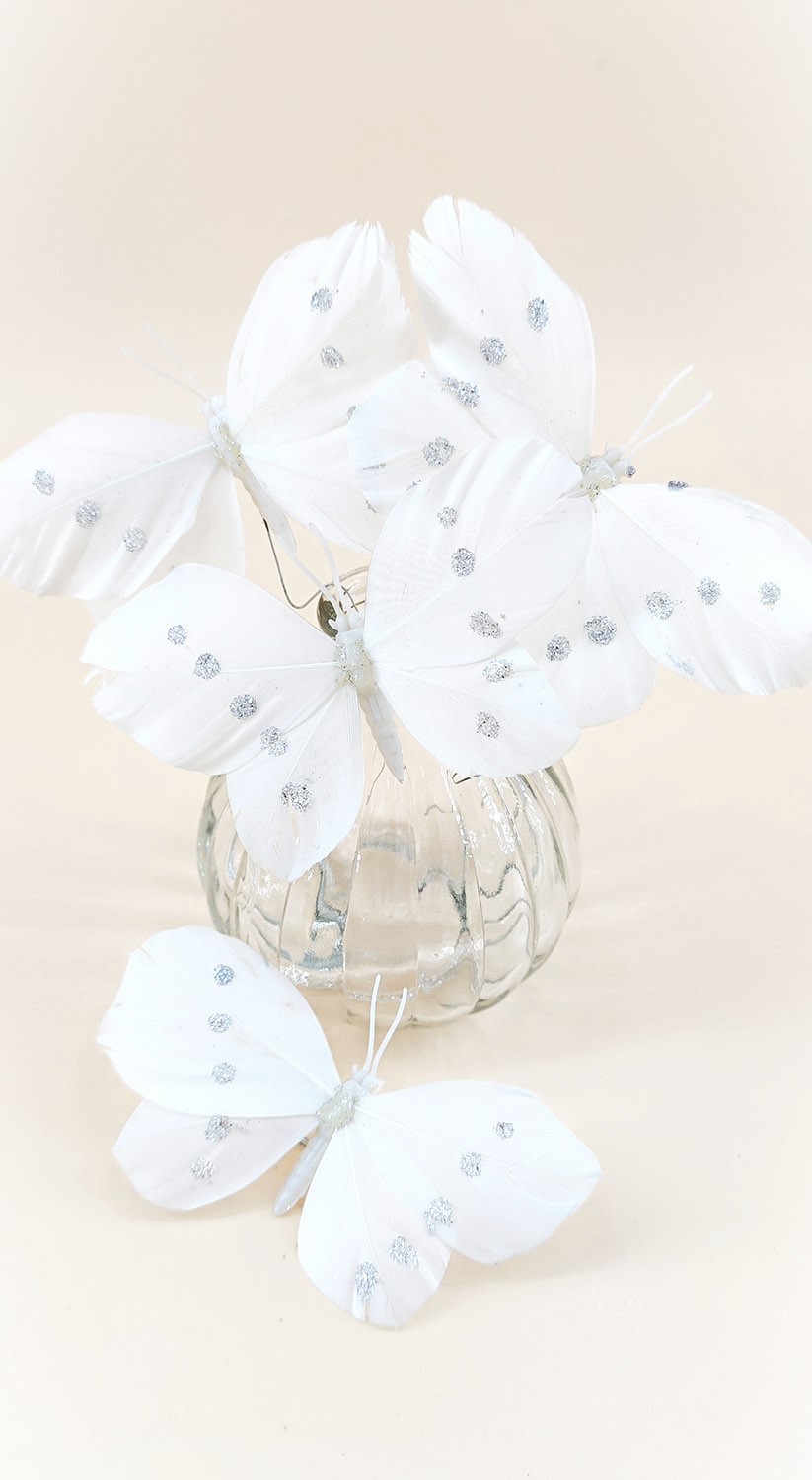 papillon en plume blanc mariage