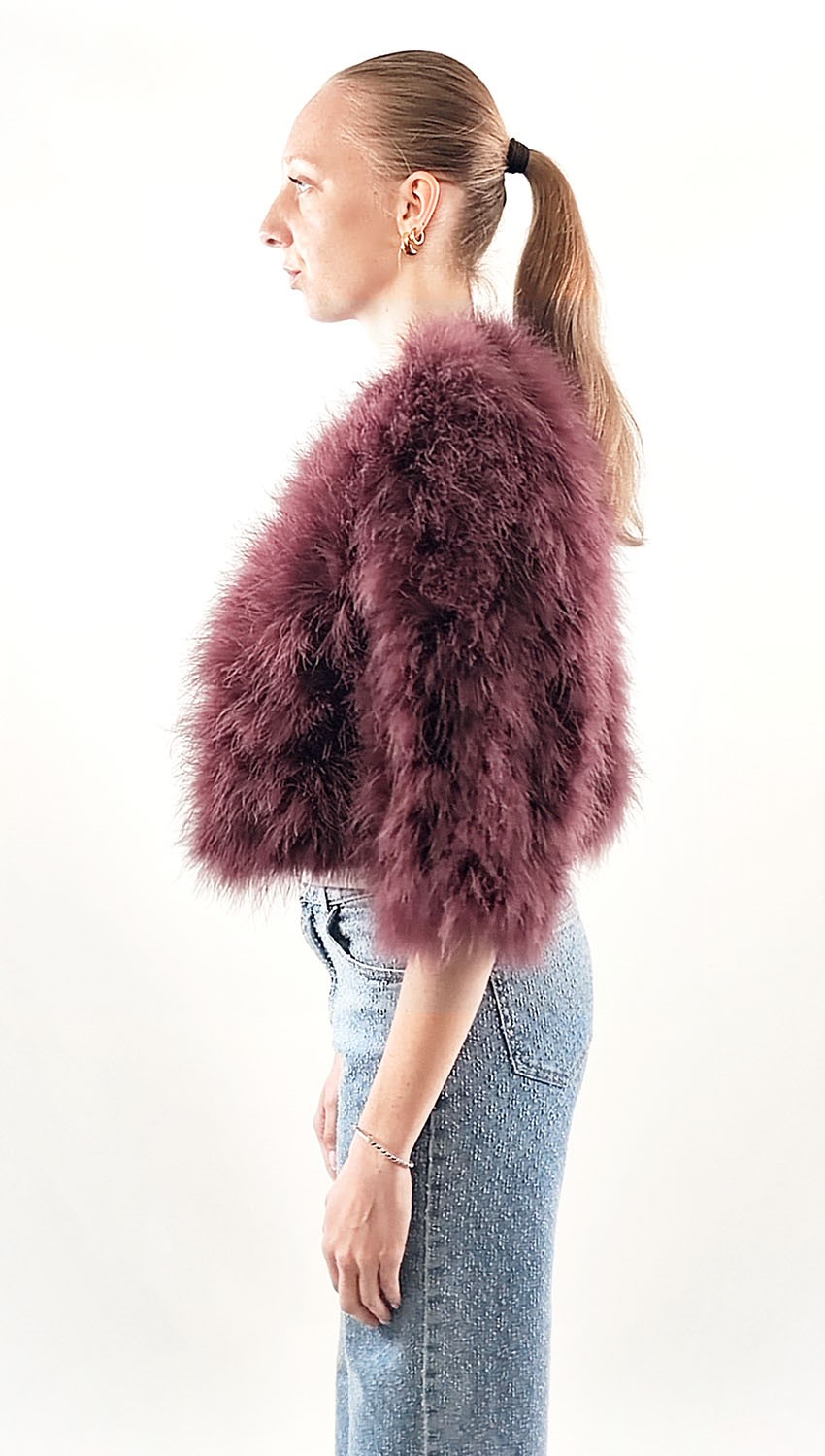 boléro en plume femme prune 121