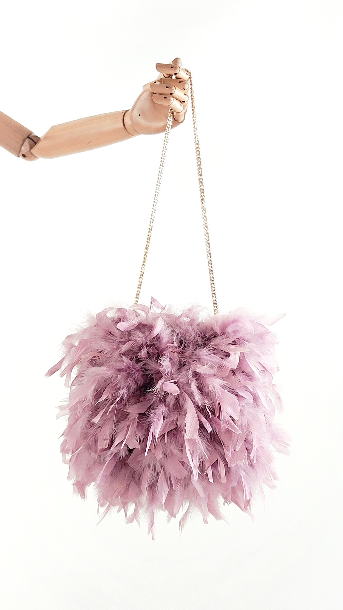 sac plume dinde chandelle violet parme