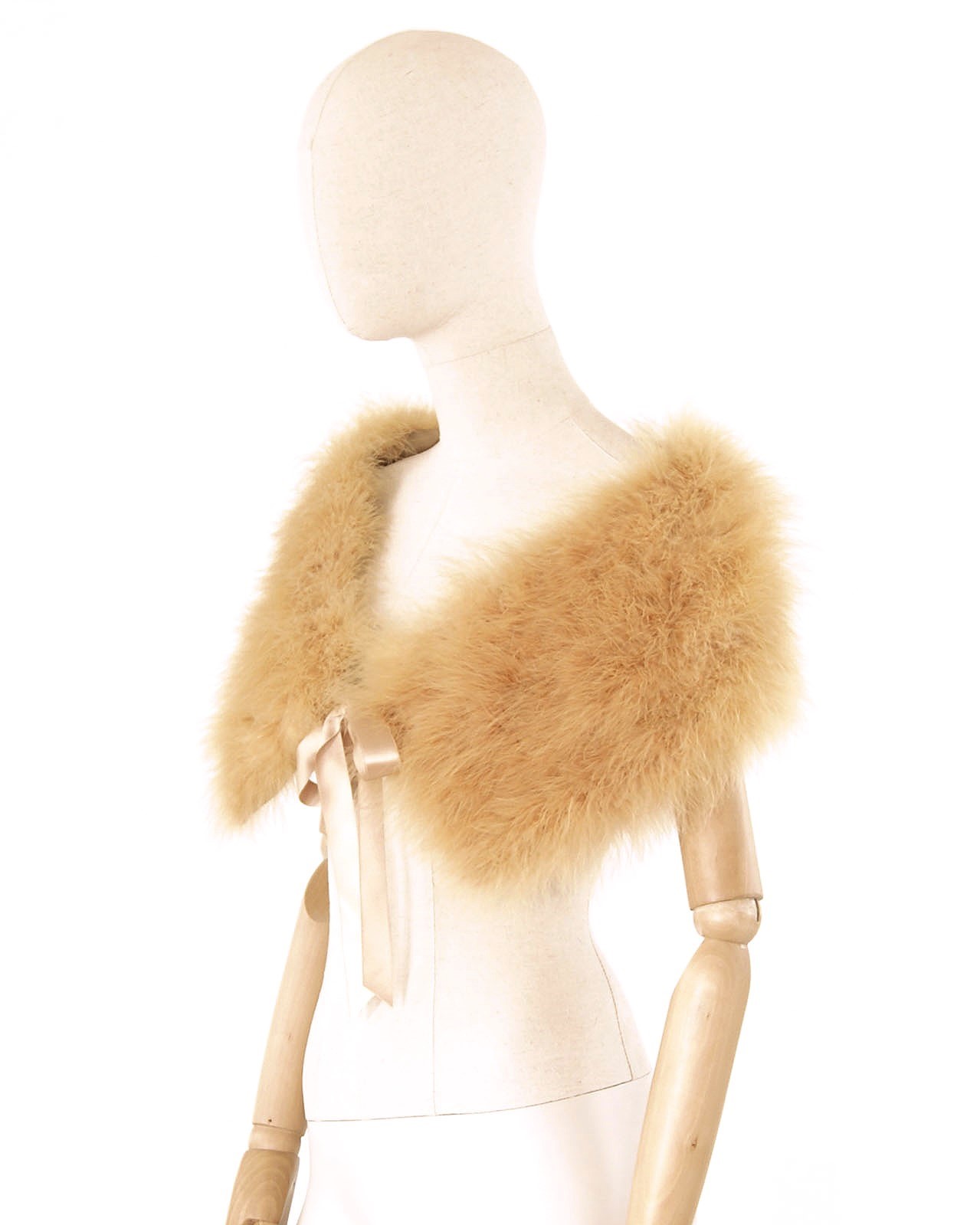 cache épaule femme plume beige
