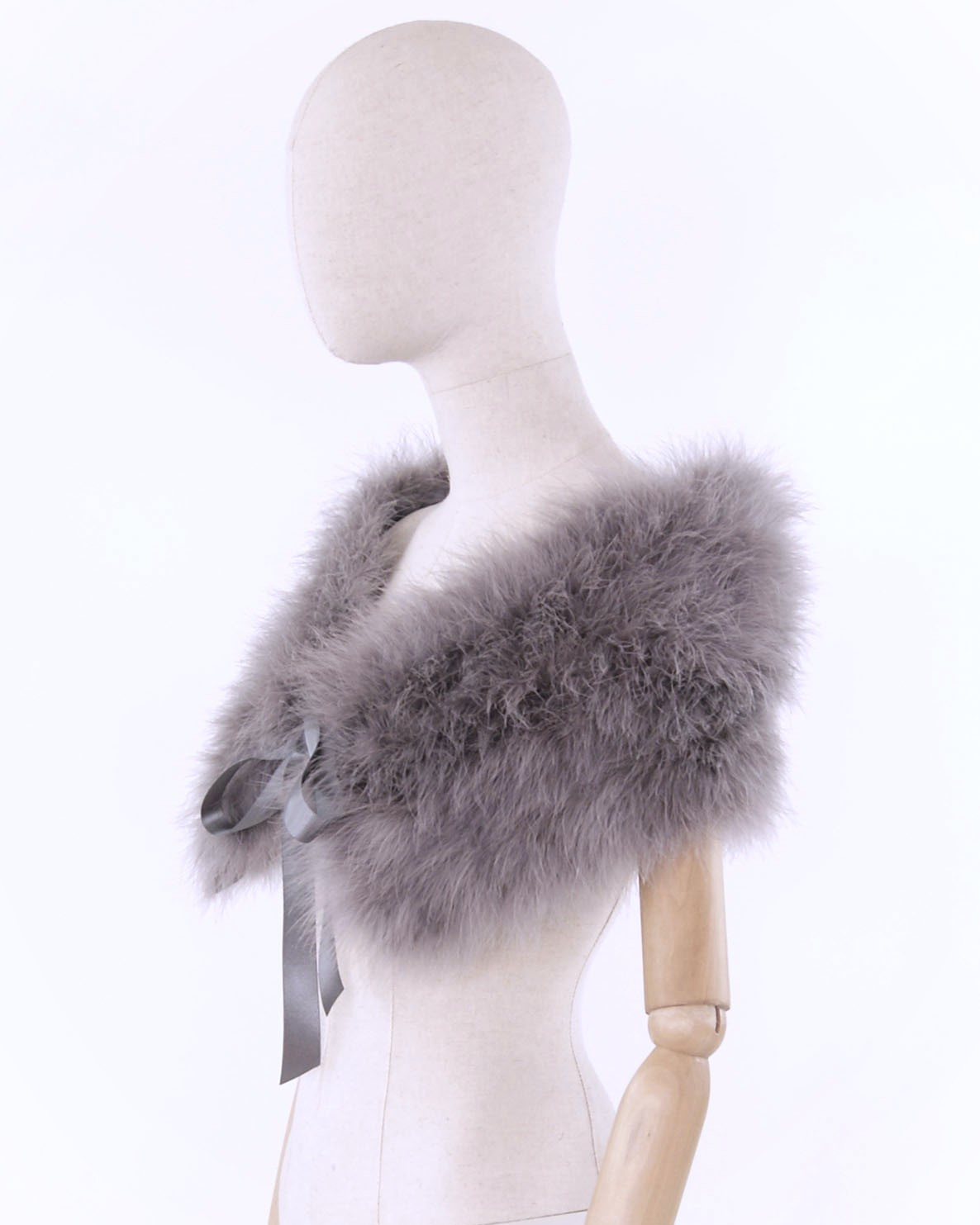 étole en plume femme gris