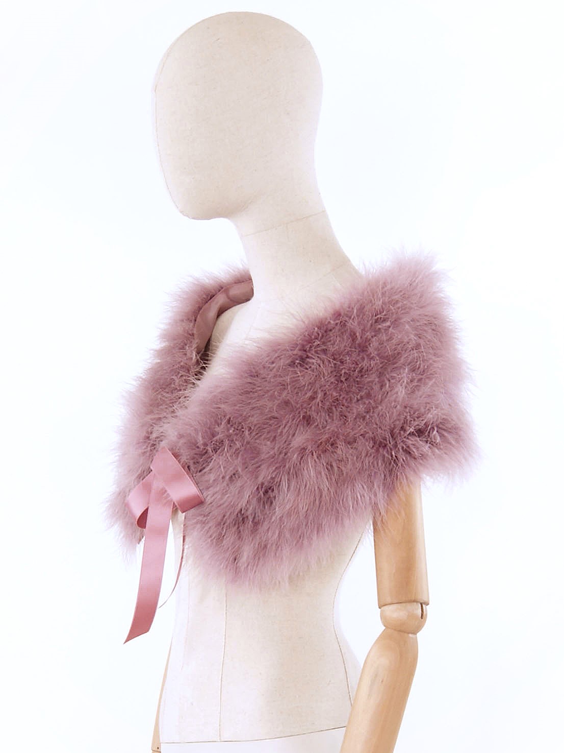 col étole plume douce femme violine