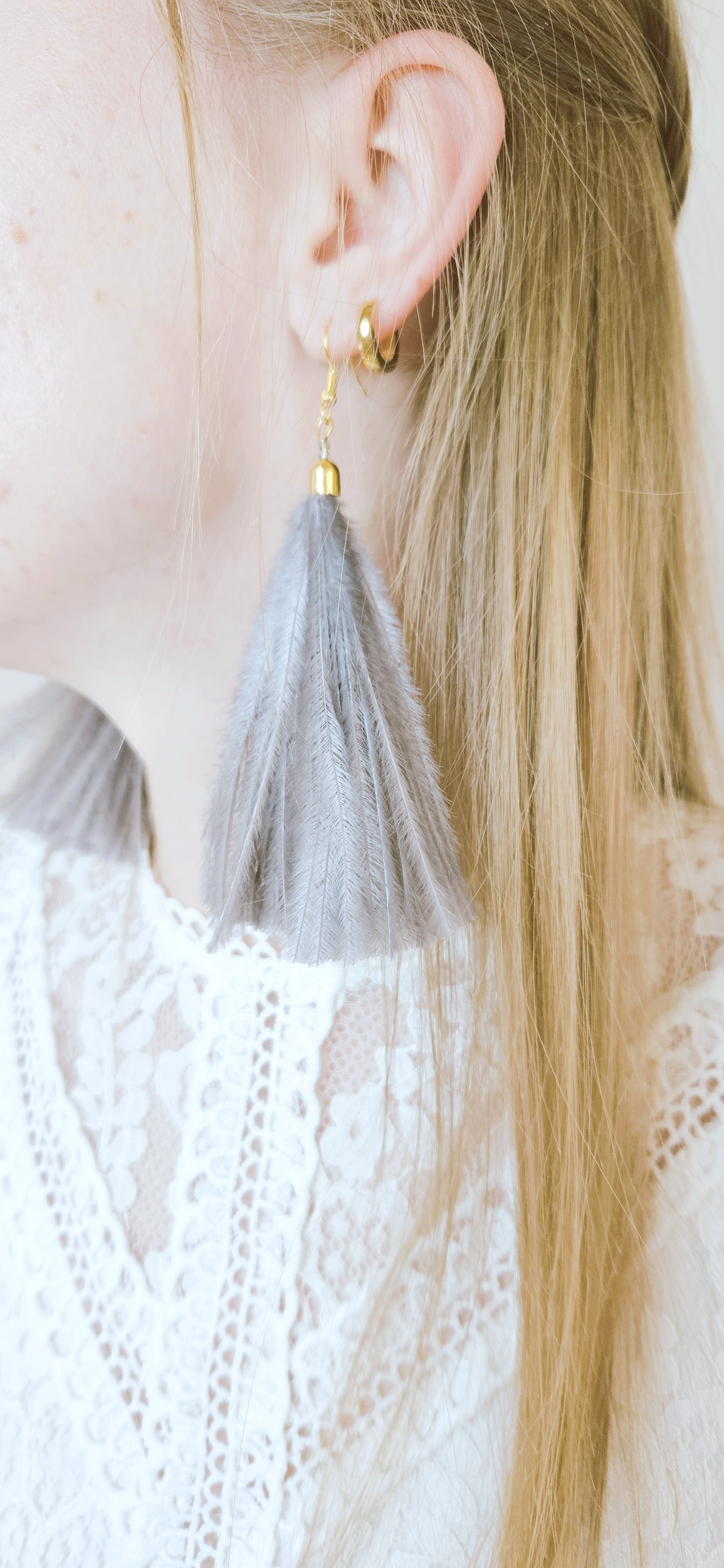 boucle doreilles plume autruche 1560G-48