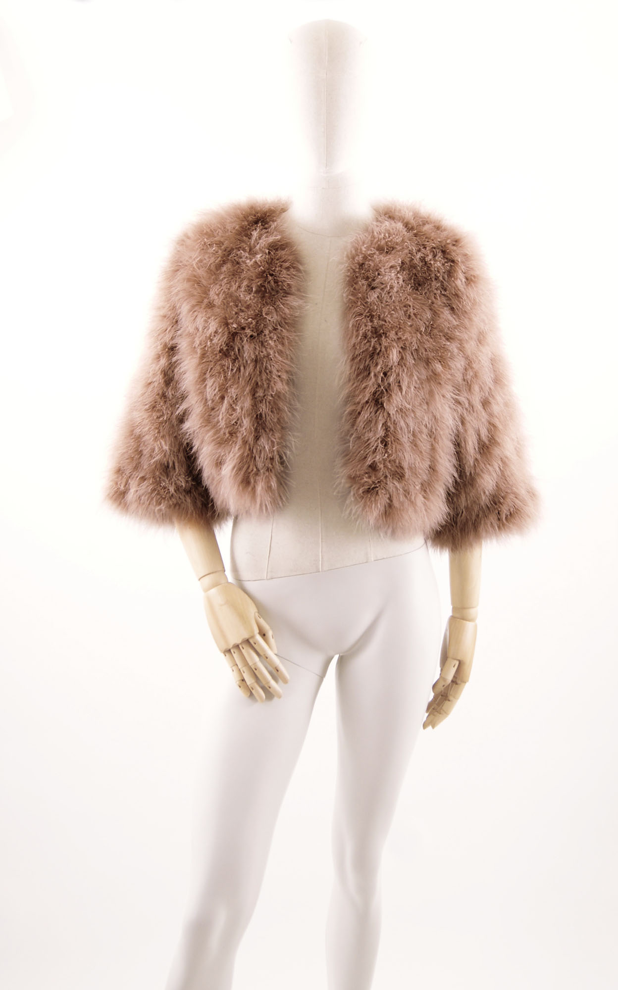 veste plume manche beige rose de qualite