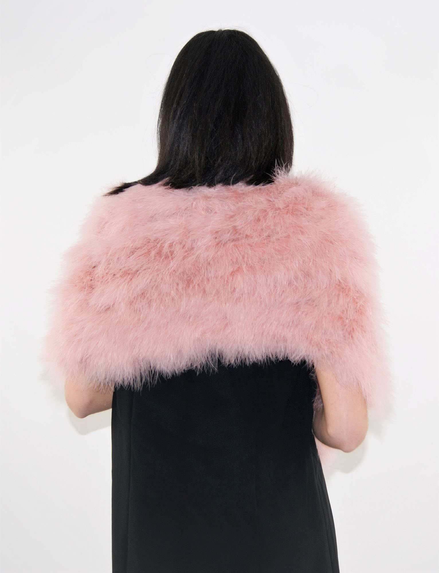 echarpe plume dinde rose poudre