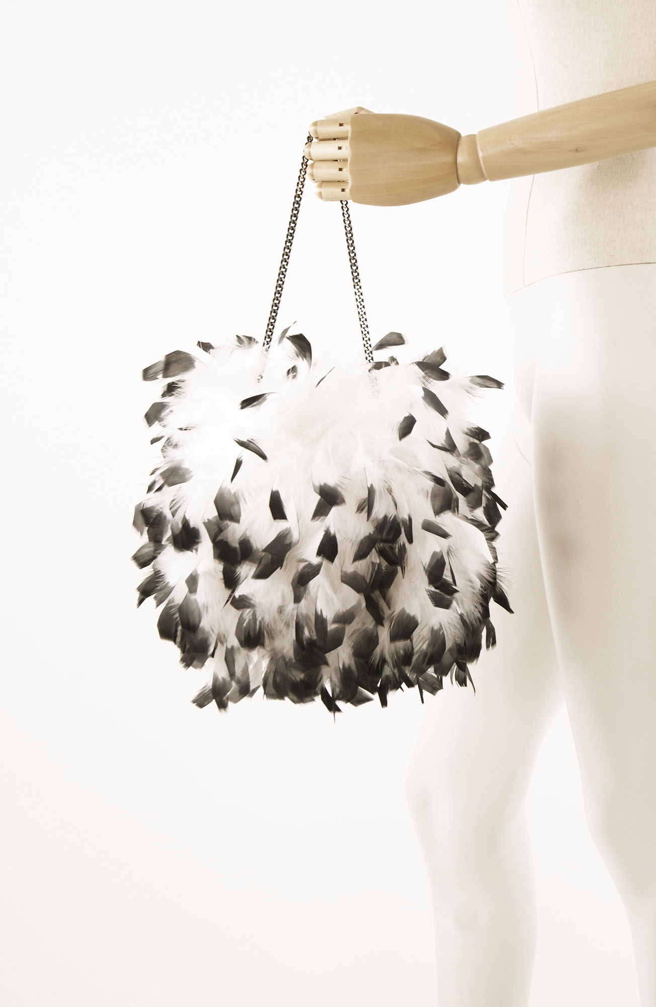 sac plume dinde noir blanc