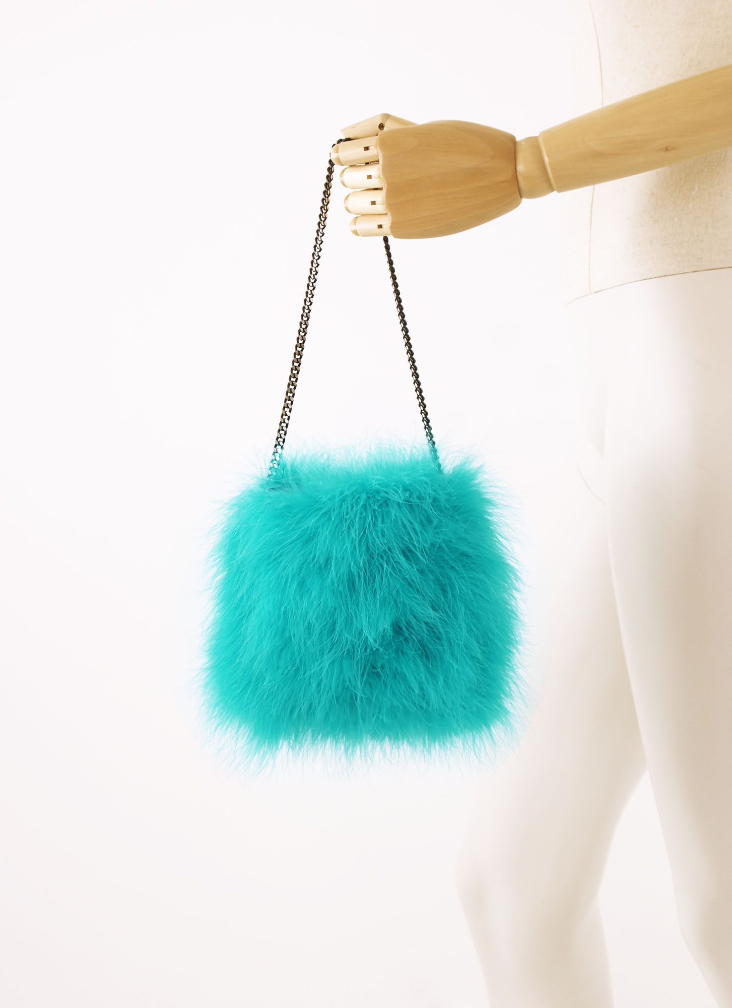 sac plume dinde petit vert emeraude