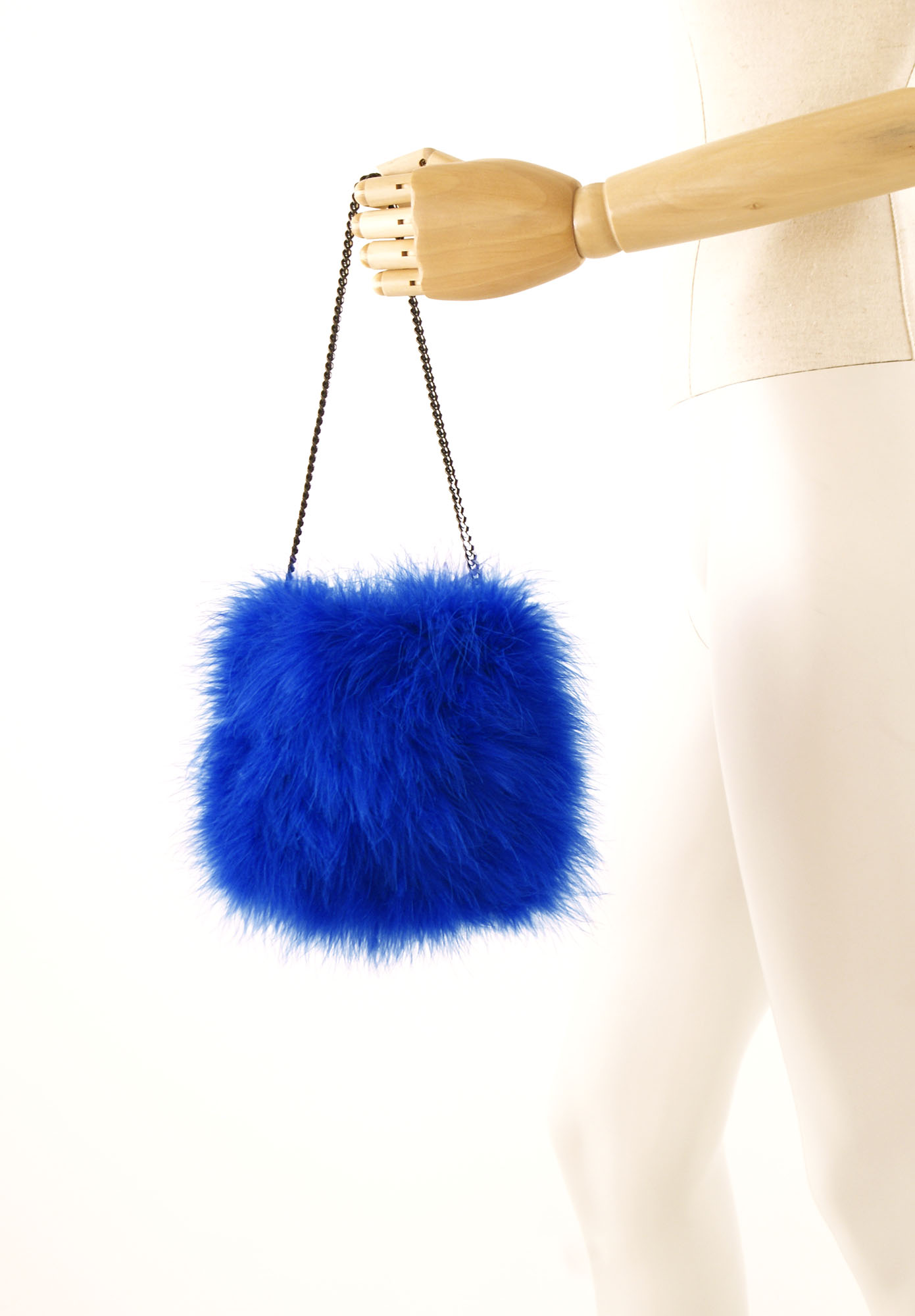 sac plume dinde bleu royal petit