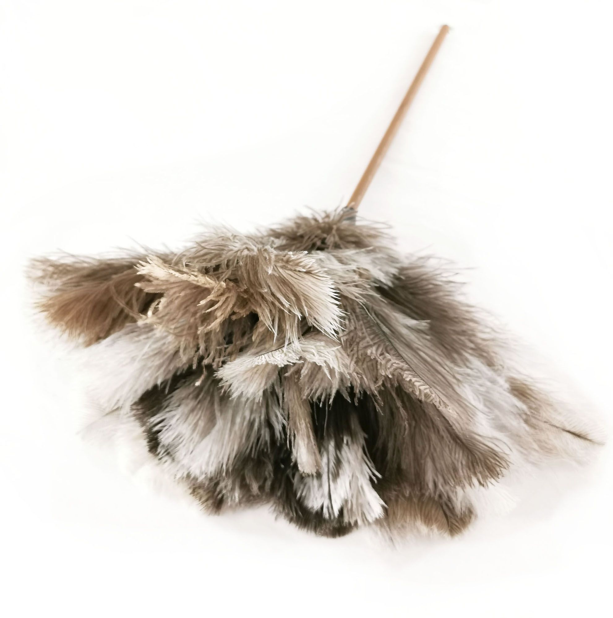 plumeau plume marabout naturel manche bois noir