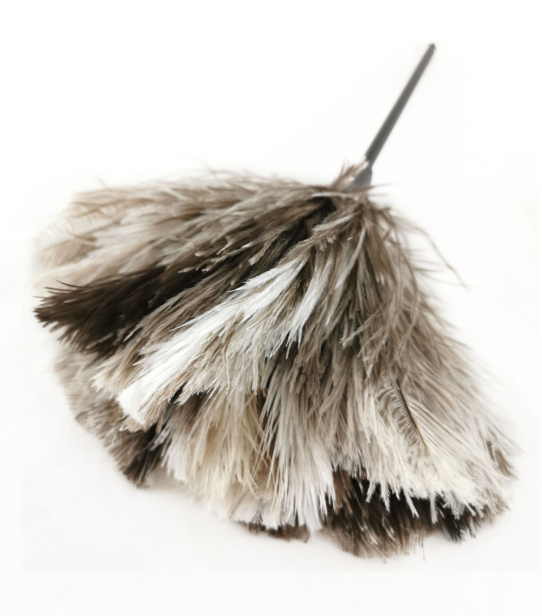 plumeau plume dinde marabout naturel manche bois noir
