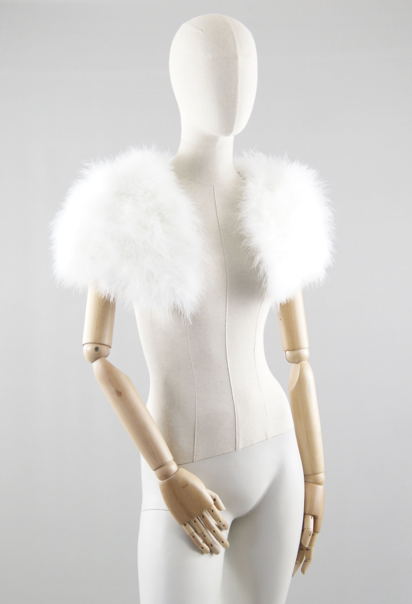 gilet court plume ivoire
