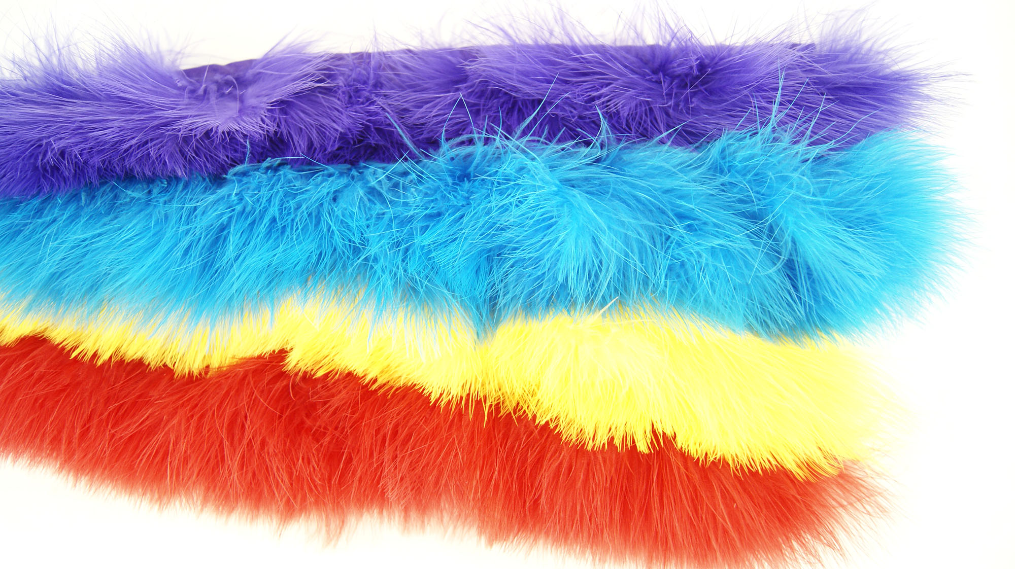 frange plume de dinde marabout violet bleu clair jaune rouge