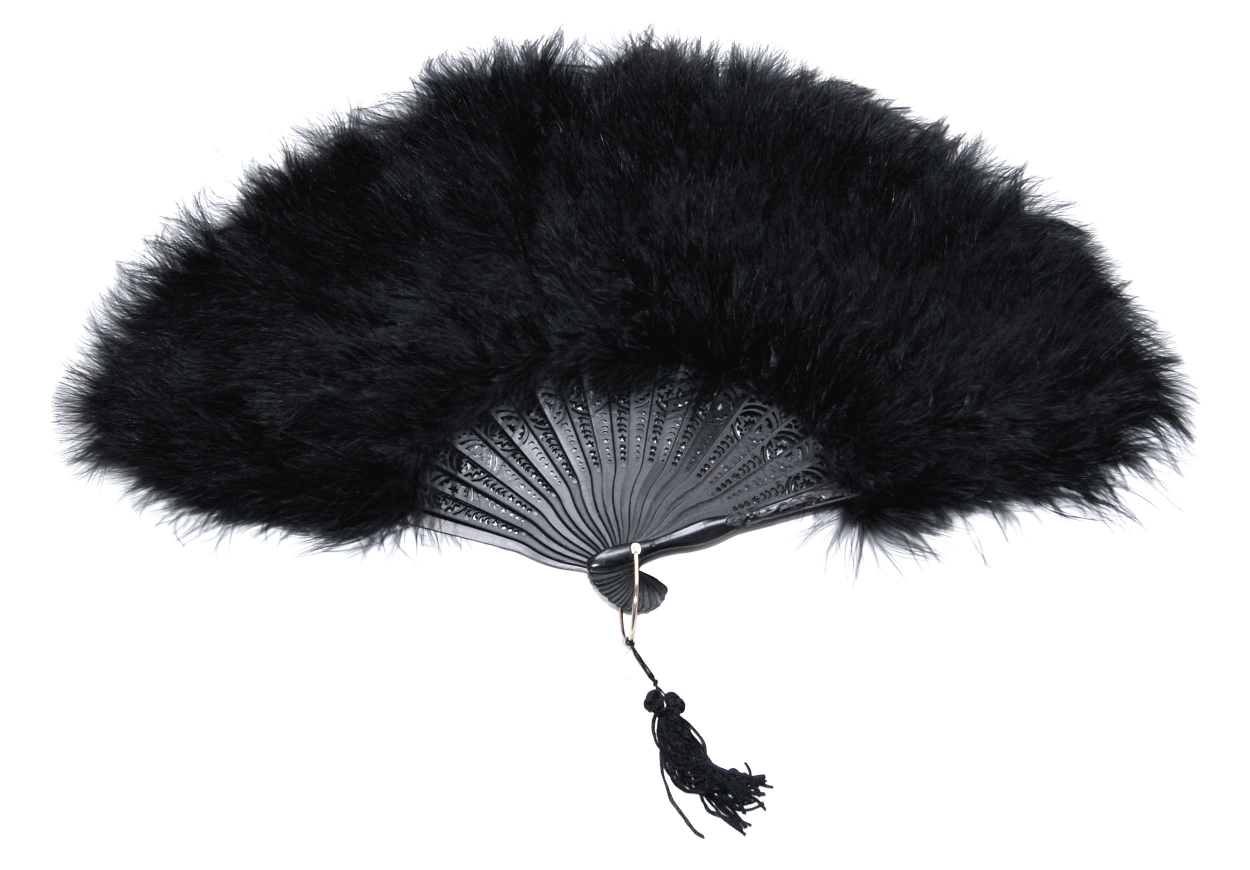 eventail plume dinde marabout noir de qualite