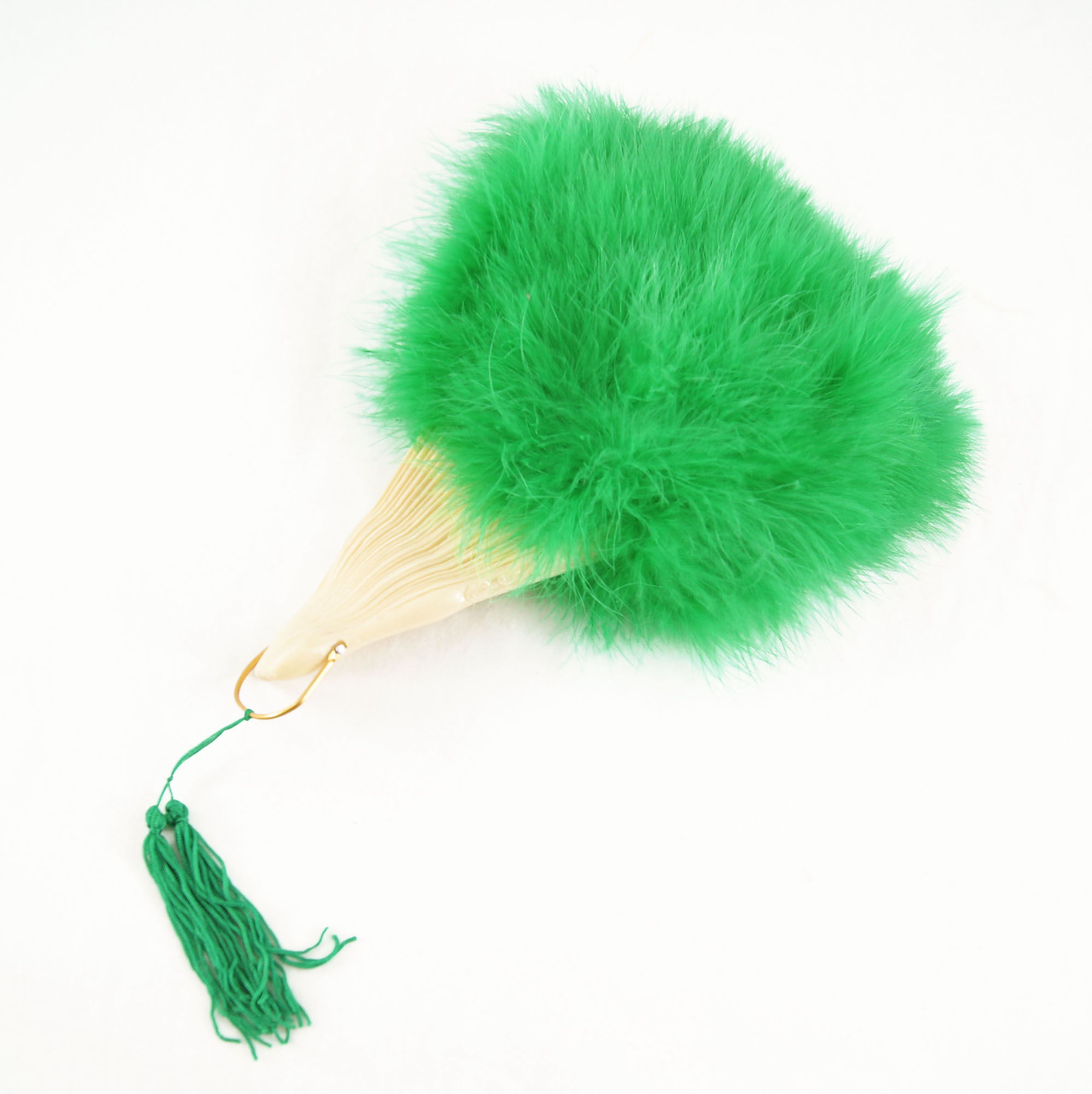 eventail plume dinde marabout vert de qualite