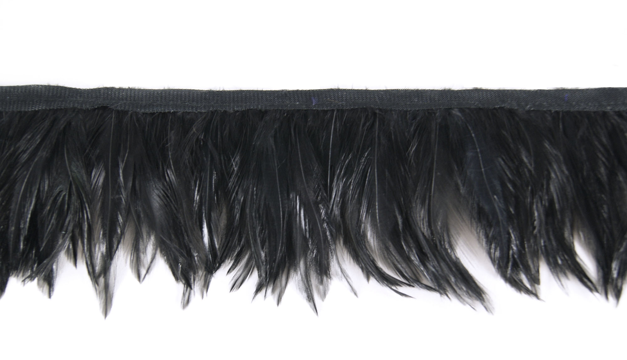 galon plume de cou de coq noir de qualite