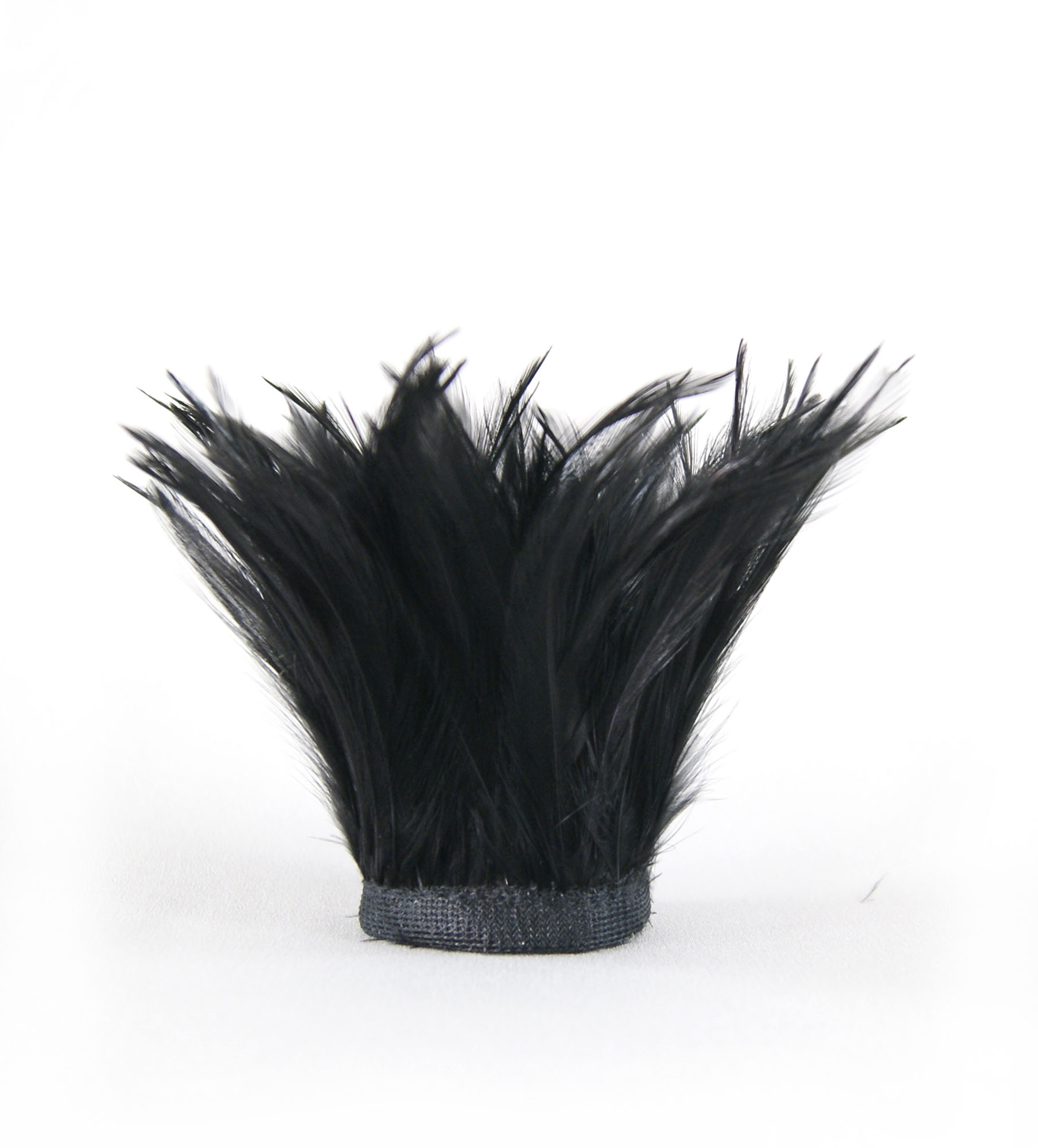 frange plume de cou de coq noir