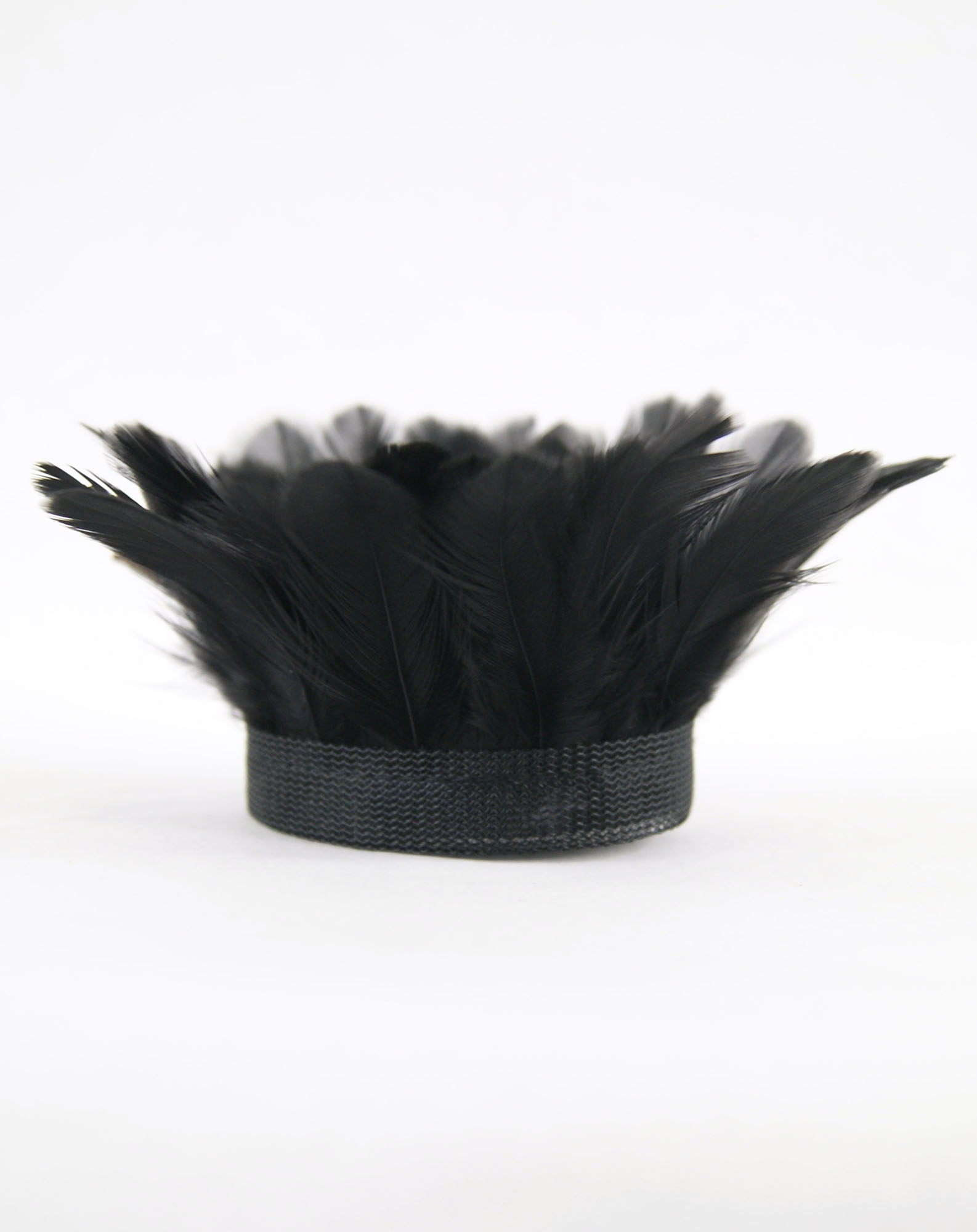 frange plume ronde de poule noir