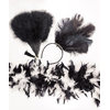 ensemble plume cerre tete boa eventail 2 couleur blanc noir