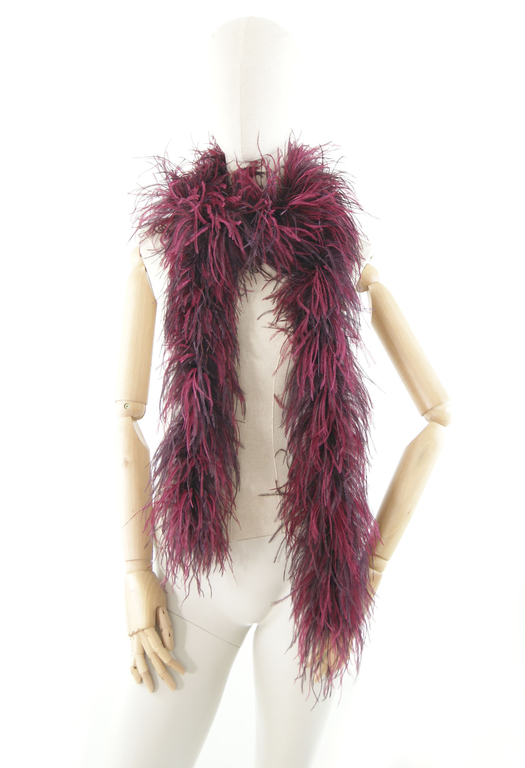 Boa En Plumes D'autruche Rayé Bleu Clair - 2 Mètres - Pour Costumes Et Déco