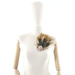 broche plume coq strass dore