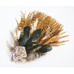 broche plume coq strass
