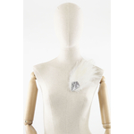 broche plume coq perle argent blanc
