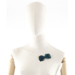 broche noeud plume faisan bleu turquoise