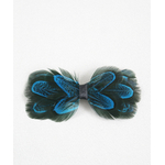 broche noeud plume faisan bleu turquoise
