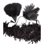 ensemble plume cerre tete boa eventail noir
