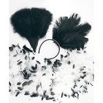 ensemble plume cerre tete boa eventail 2 couleur noir blanc